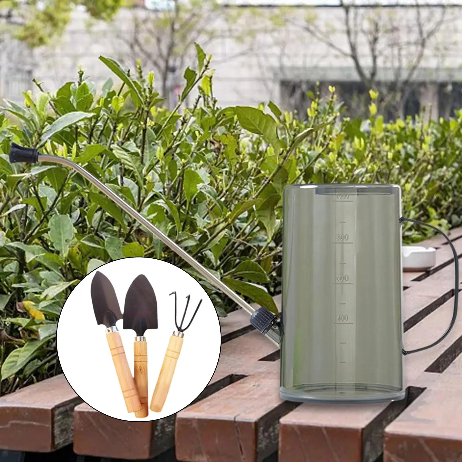 Indoor Outdoor Watering Can 1L with Comfortable Grip Gardening Tool Set for House Plants Flowerpots Office Balcony Use