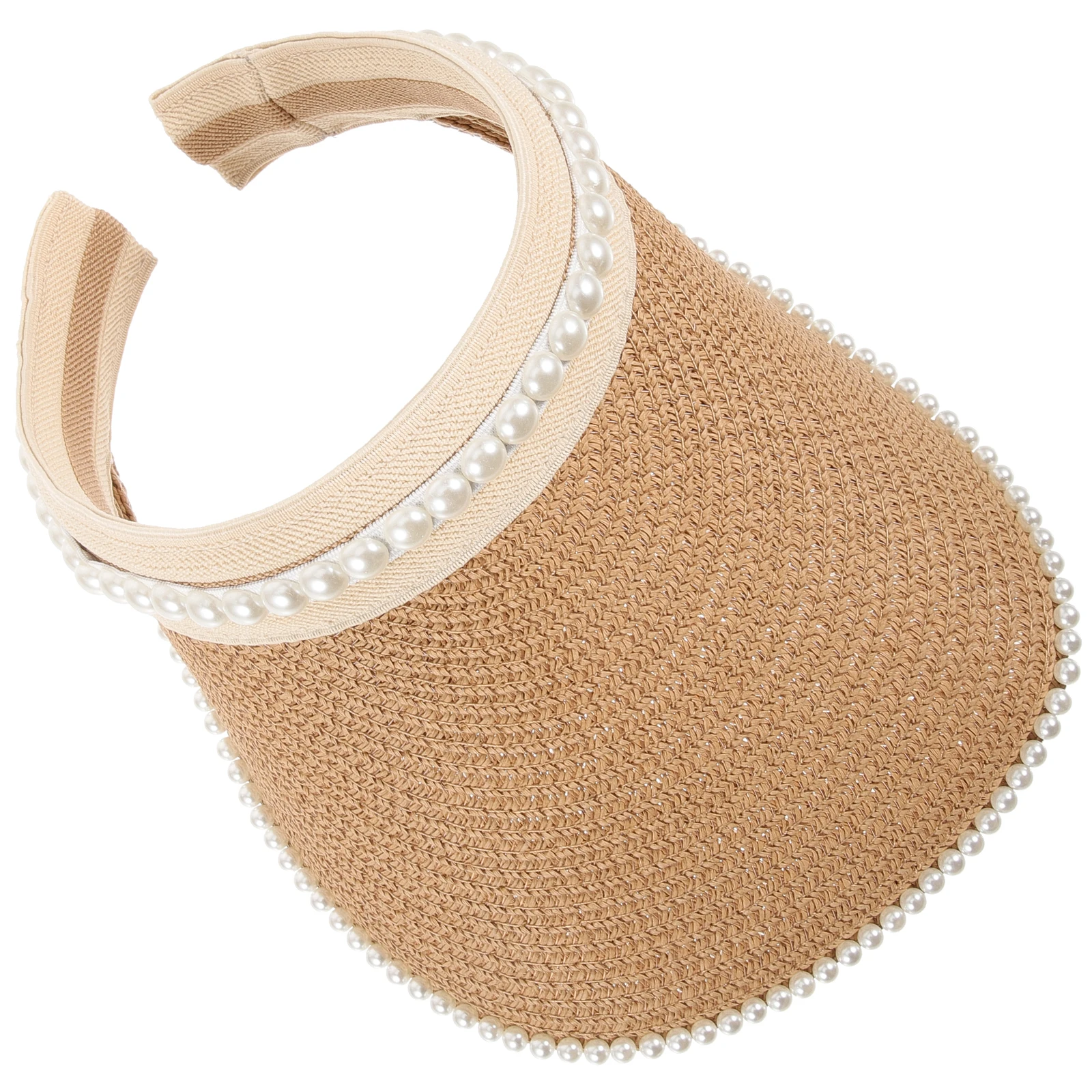 

Adjustable Women's Sun Visor Hat Breathable Straw Wide Brim Hat Portable for Tennis Vacation Travel