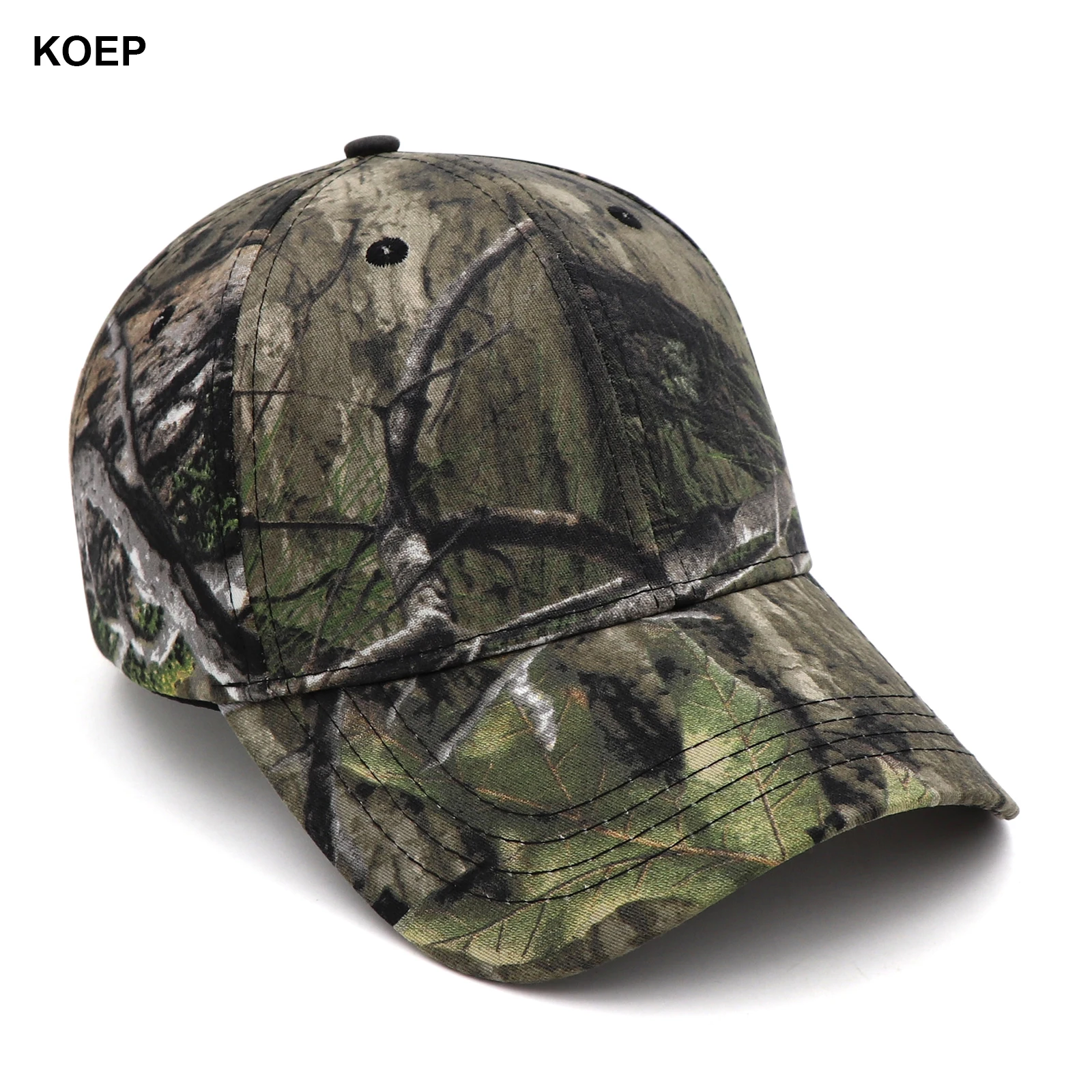 KOEP New Outdoor Fishing Caps Jungle Tree Camouflage Baseball Cap Hunting Hat Cotton Dad Snapback Hats Bulrush Leaves Camouflage