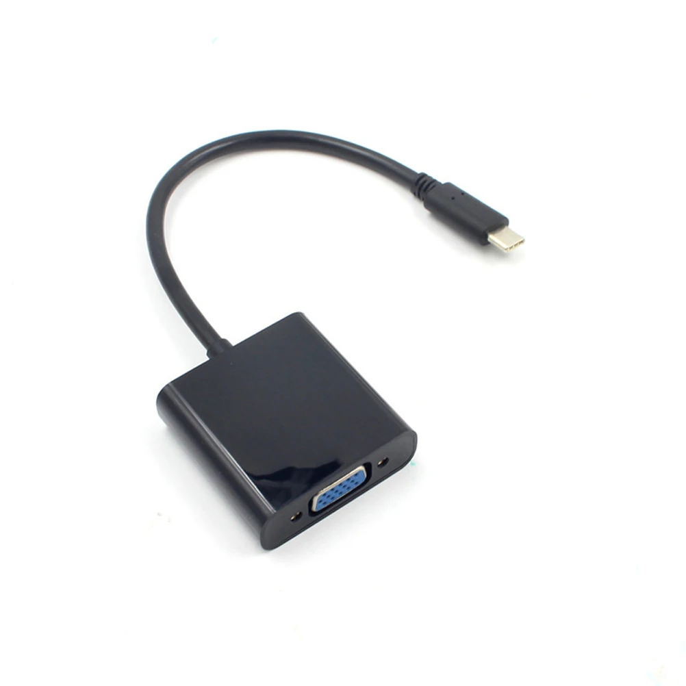 

Usb 3.1 Type-C To Vga Adapter Cable 1080P Male Female For Monitor Projector Black Durable Plug Resolution