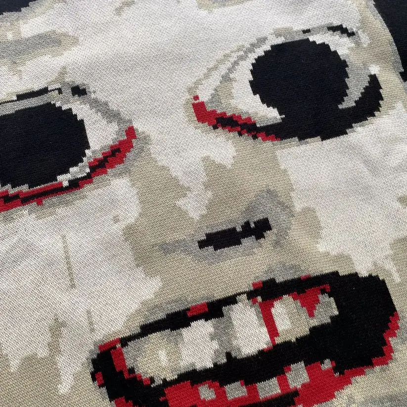Men Casual Sweater Streetwear Sweater Knitted Sweater Retro Painting Anime Demon Hip Hop Knitted Graphic Vintage Pullover