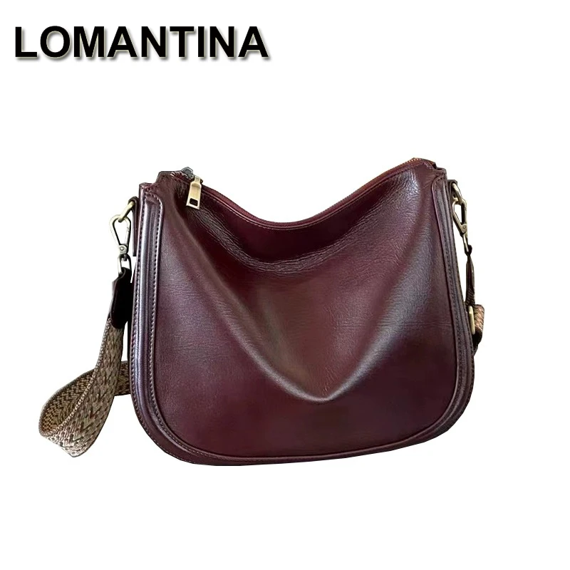 

LOMANTINA 2 Shoulder Straps Crossbody Bags For Women 2024 Luxury Soft Vegetal Kneading Cow Leather Trendy Fashion handbags Totes