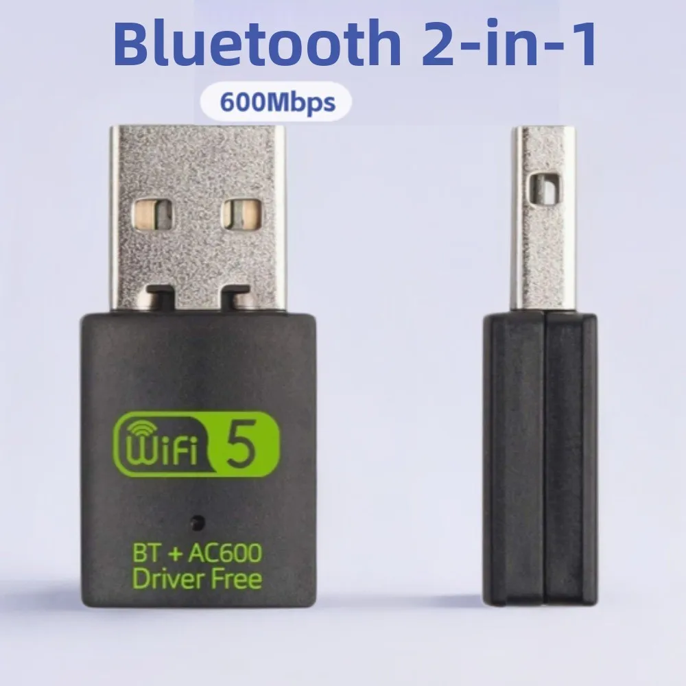

600Mbps Bluetooth 5.0 2 in1 Dongle Bluetooth USB2.0 Wifi Network Adapter 2.4G&5G BT+AC600 Wireless Network Card LAN Connection
