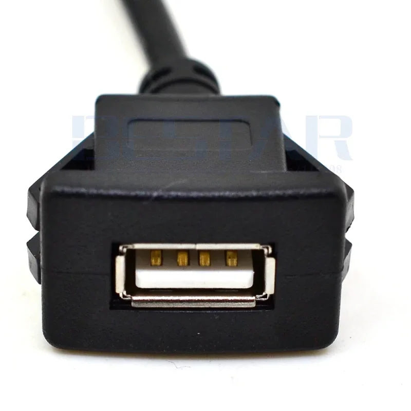 Cavo da incasso per montaggio a pannello USB 2.0 A maschio a femmina con porta singola quadrata da 1 m per cruscotto moto auto 3FT
