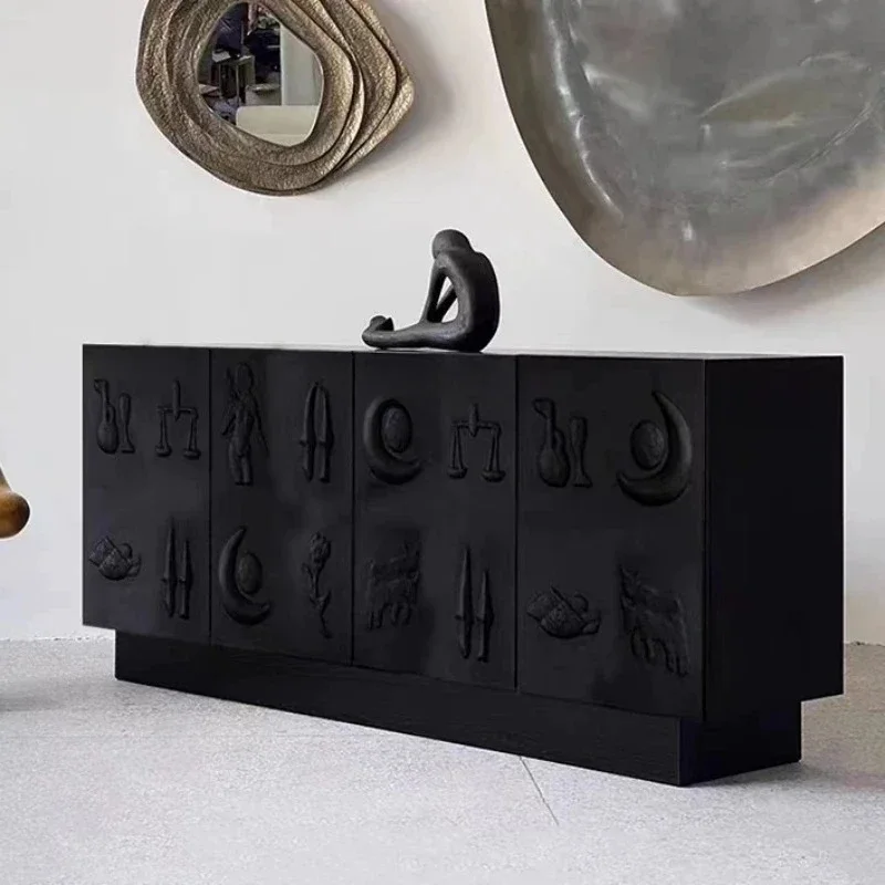 

Nordic paint side cabinet solid wood porch cabinet multi-functional storage decorative cabinet