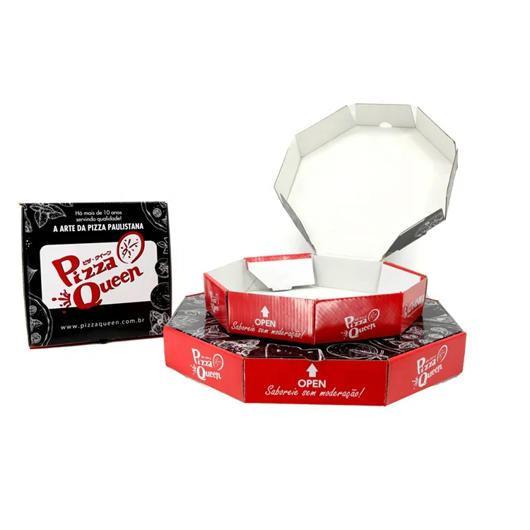 حار بيع تصميم جديد مخصص المثمن كرافت صندوق البيتزا المموج للوجبات الجاهزة وتغليف التسليم