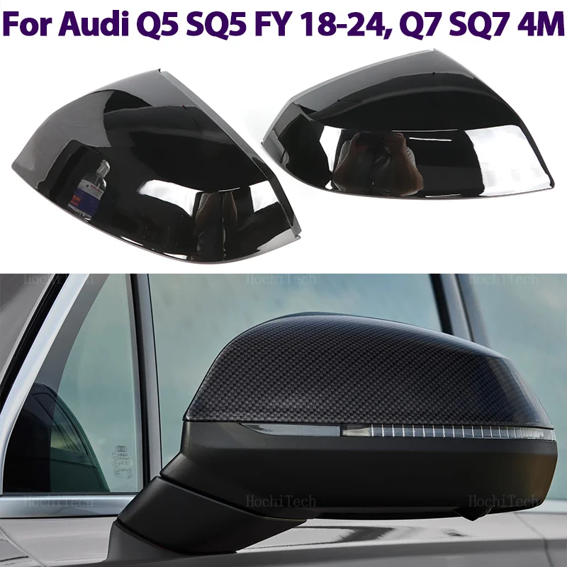 

Carbon Fiber Glossy Black Replacement Rearview Side Mirror Covers Cap For Audi Q5 SQ5 FY 2018-2024， Q7 SQ7 4M 2016-2024