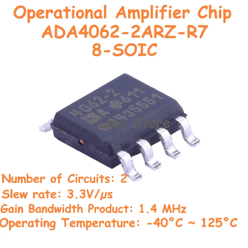 30-200pcs/lot Operational Amplifier Chip ADA4062-2ARZ-R7 8-SOIC Buffer IC Gain Bandwidth Product 1.4 MHz 100% New Original