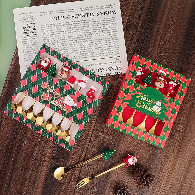 Cartoon Children's Spoon Fork Gift Set, Stainless Steel Coffee Spoons Tableware Kit for Dining Table Set Decor