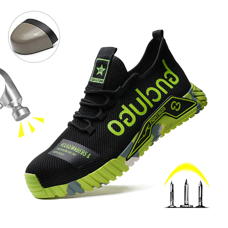 

Защитная обувь со стальным носком, мужская рабочая обувь с защитой от ударов и проколов, мужские дышащие рабочие кроссовки, неразрушимые рабочие защитные ботинки