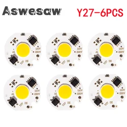 6PSC LED 3W 5W 7W 9W 10w 12w COB Chip Lamp 220V Smart IC nessun Driver necessario lampadina a LED per luce di inondazione bianco freddo bianco caldo