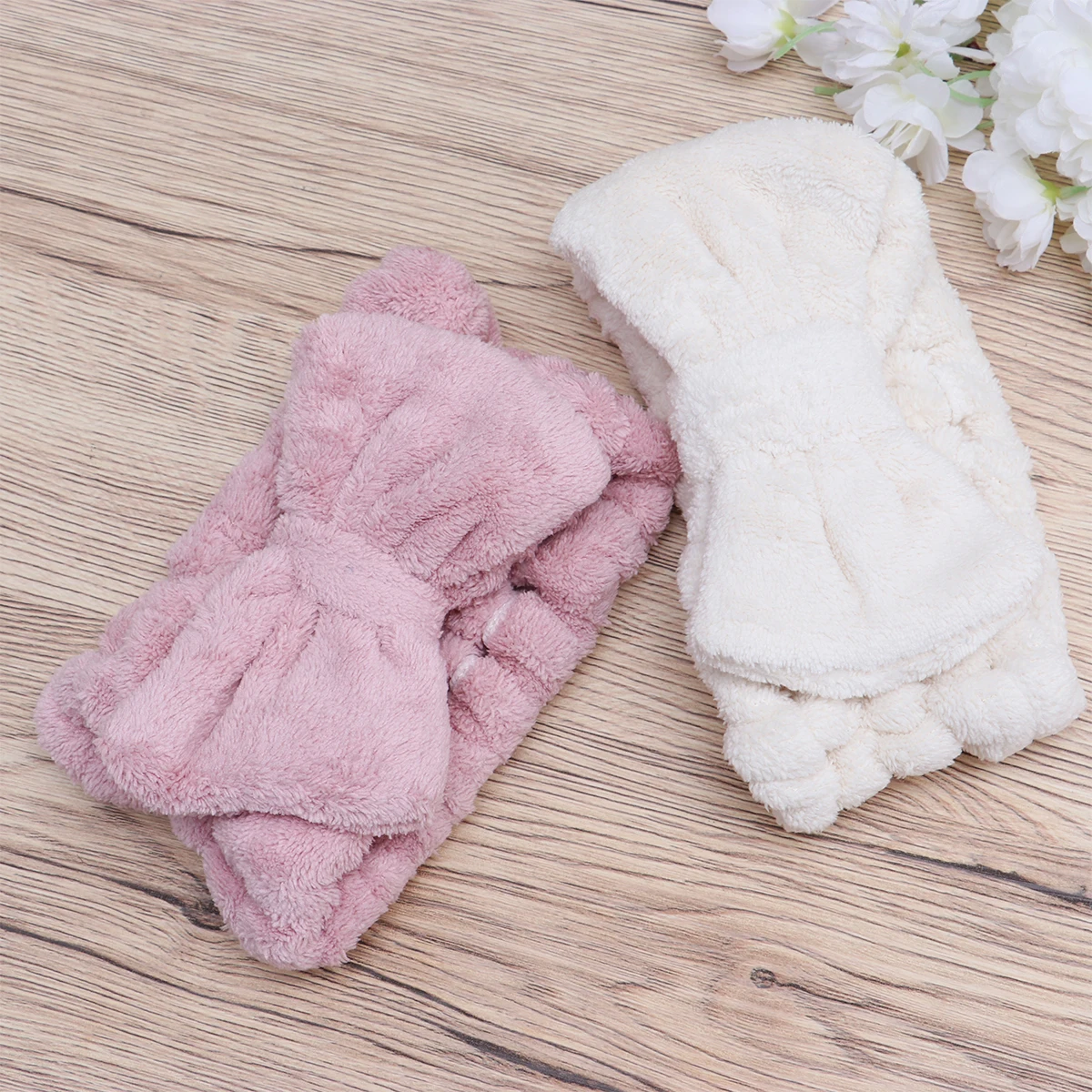 

Adorable Bow-Knot Coral Hair Band Set Women Wrap For Shower Makeup Washing Face