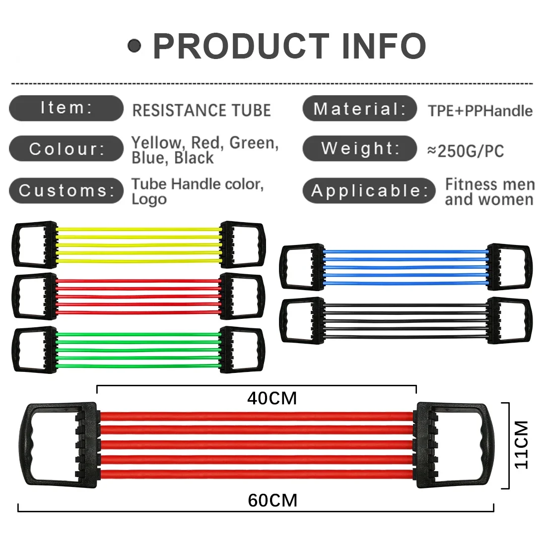 Yoga Fitness Resistance Band TPE Resistance Tubes Set Adjustable Tubes Chest Expander Training Arm Exercises