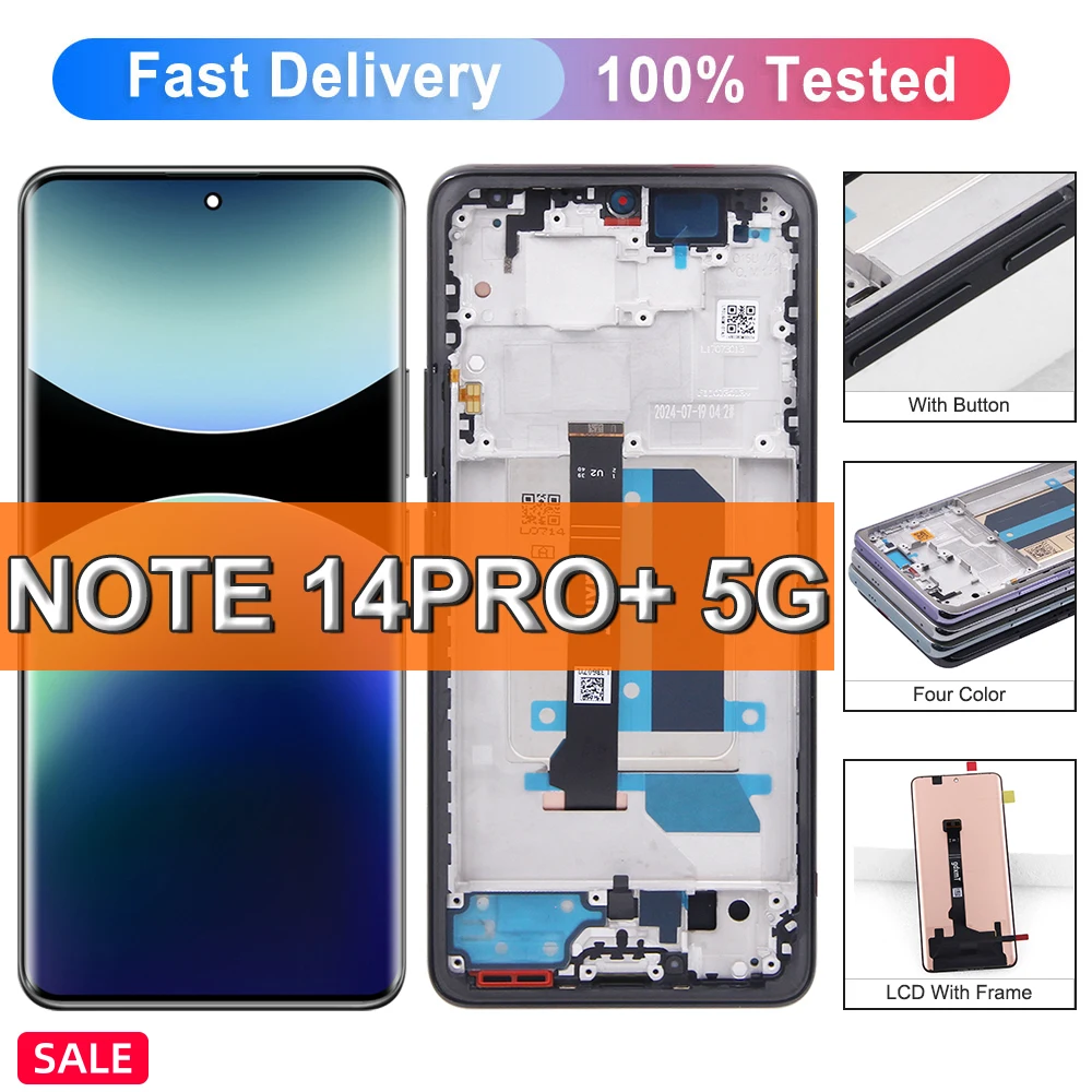 

120 Гц для Xiaomi redmi Note 14 Pro Plus 24090RA29C ЖК-дисплей, дигитайзер сенсорного экрана в сборе, замена note 14 Pro + экран