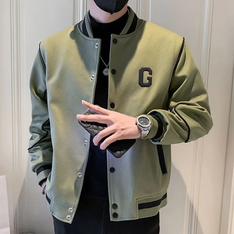 LIBIELIY Fashion O-Neck Button Pockets Embroidery Casual Coats Men's Clothing 2025 Autumn New Loose Korean Tops All-match Jacket