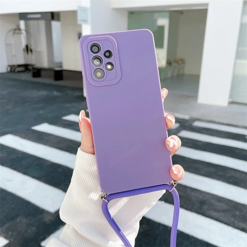 A 55 35 25 15 S 24 Crossbody Lanyard Case For Samsung Galaxy A55 A35 A25 A15 A05s S24 Plus Ultra 5g M34 Cord Silicone Back Cover