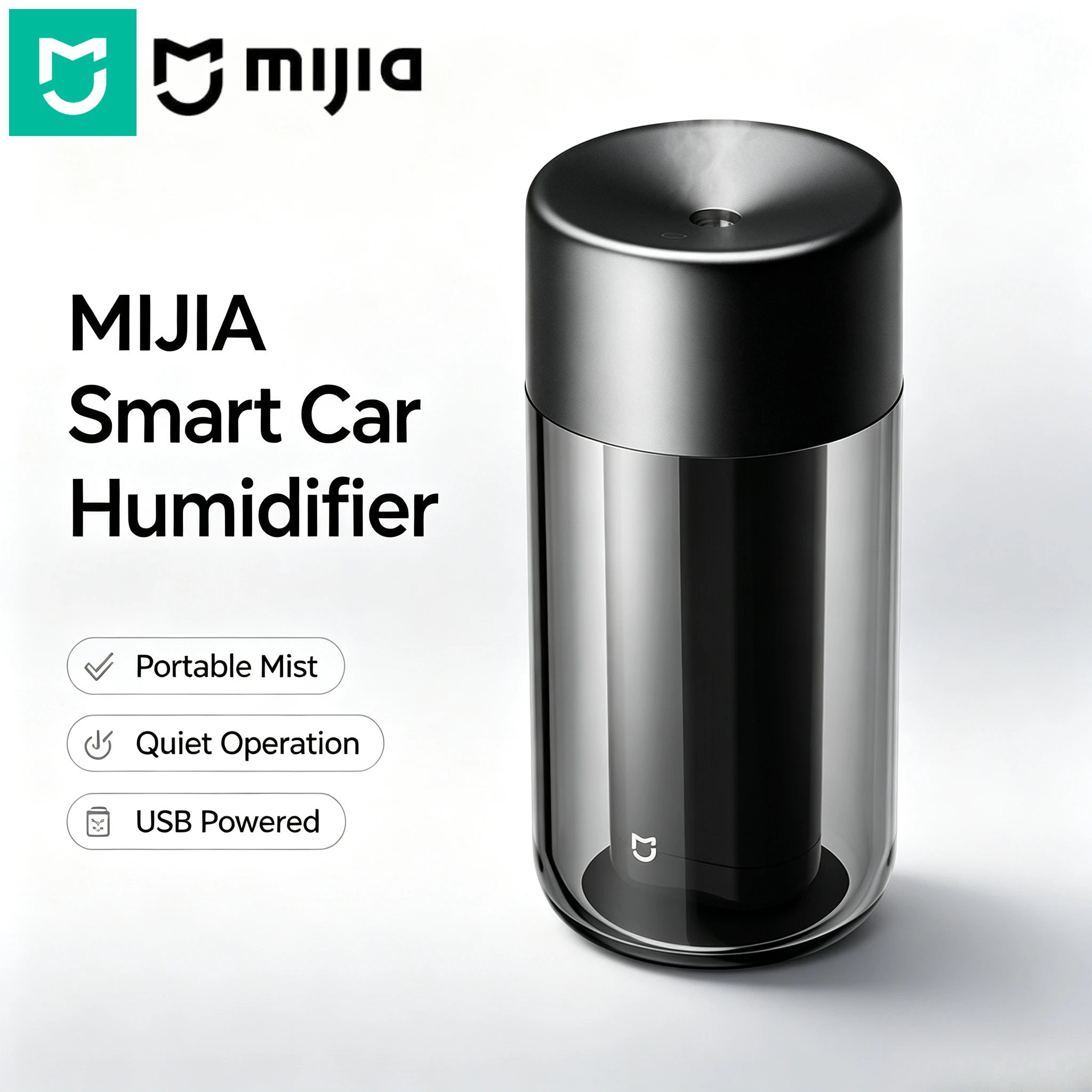 Mijia Smart Car Humidifier Portable USB‑C Mini Quiet Mist Sprayer Auto Shut‑Off Air Humidifier for Car Vehicle Home Office Use