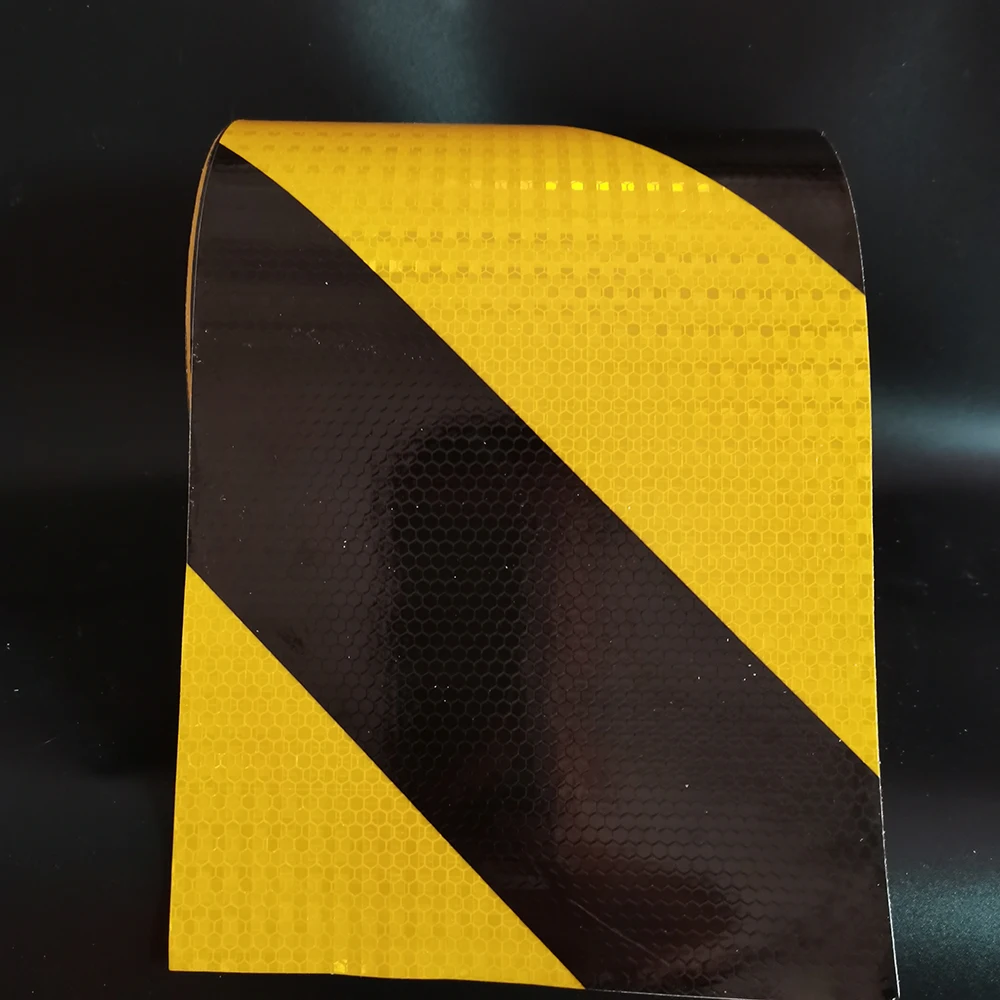 20CM*5M Reflective Hazard Safety Warning Caution Tapes Black Yellow Twill Strong Adhesive Reflectors Sheeting Conspicuity Strips