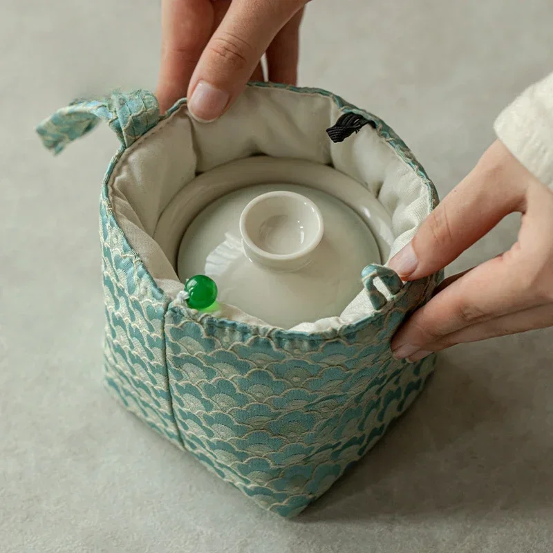 Stunning Colors Handmade Smudge Protable Teaware Sets Outdoor Cups Tea Teapot Maker with Storage Bag Picnic Handbag Gift Teaset