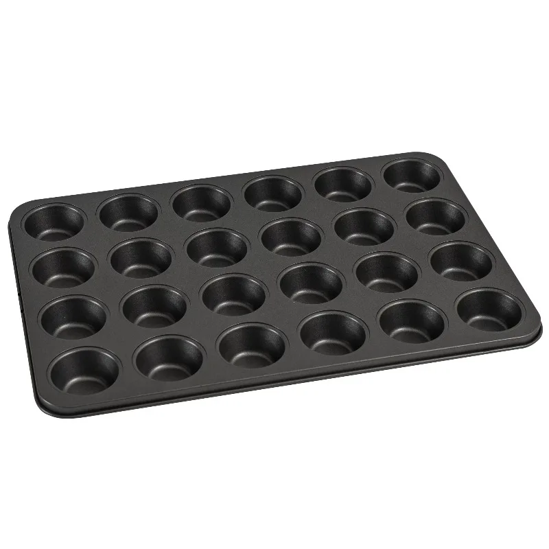 

24 Cavity Mini Muffin Pan, Non-Stick Bakeware,1.8 inch Diameter Cups,Gray,Carbon Steel