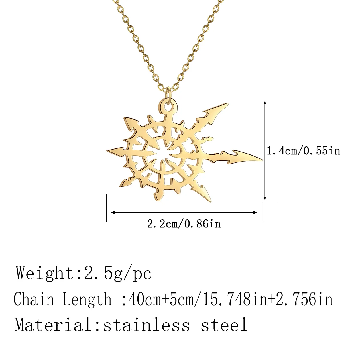 Kinitial Stainless Steel Chaos Star Pendant Necklace For Women Vintage Jewelry Magic Symbol Mark of Chaos Necklace