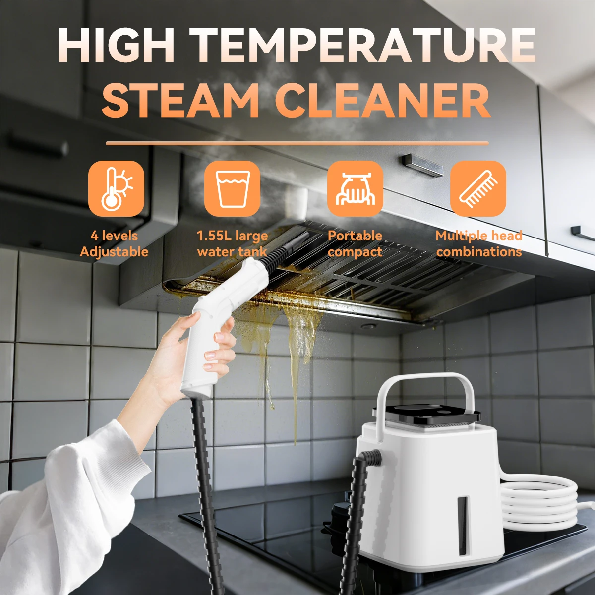 Multifunctional High Temperature Pressure Steam Cleaner 1.5L Installation Tools Car Wash Steam Engine Household Steamer