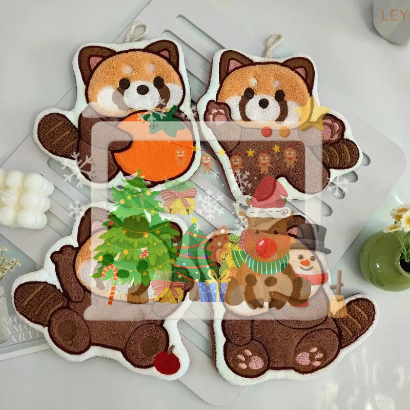 

Cute Raccoon Hand Towel Soft Absorbent Hanging Towel For Kitchen Bathroom Bedroom Childrens Day Gift Daily Cleaning Use