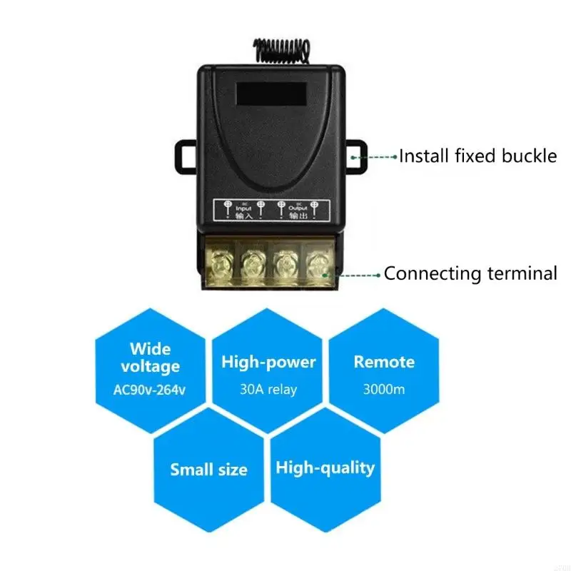 Set Sakelar Daya Kendali Jarak Jauh Relai 30A untuk Sistem 240V Perangkat Listrik Pompa Air dan Otomasi Industri