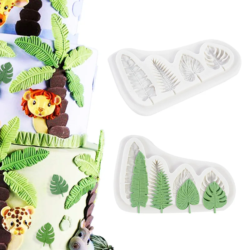 Jungle Animal Turtle Leaves Fondant Biscuit Mold Baking Cookiel Stamp Mould Safari Birhtday Party Mousse Cake Decoration