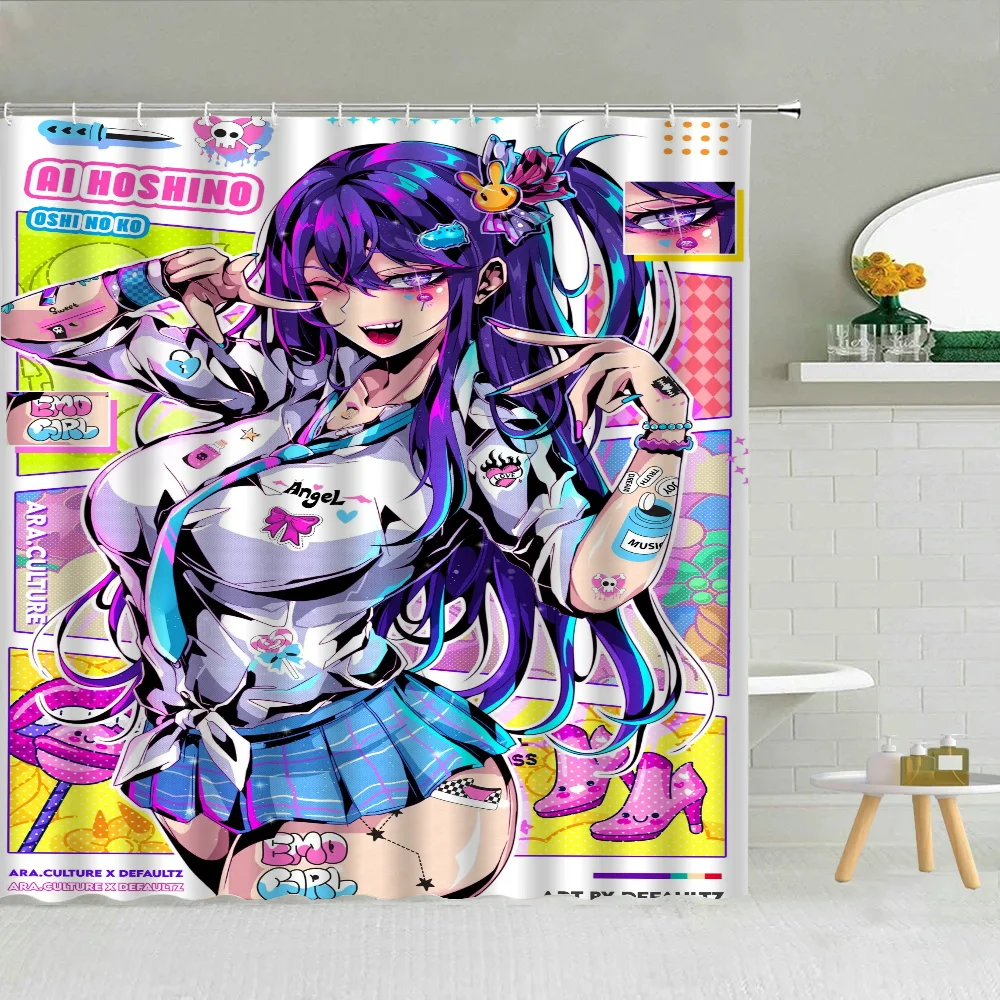 Hentai Bathroom Shower Curtain Waterproof Folding Partition Curtains for Bedrooms Bath Accessories Fabric Things the Set Showers