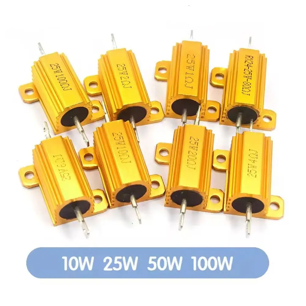 1Pcs 50W RX24 Aluminum Power Resistor Aluminum Shell 0.1-10ohm Wirewound Load Resistor Wirewound High Insulation