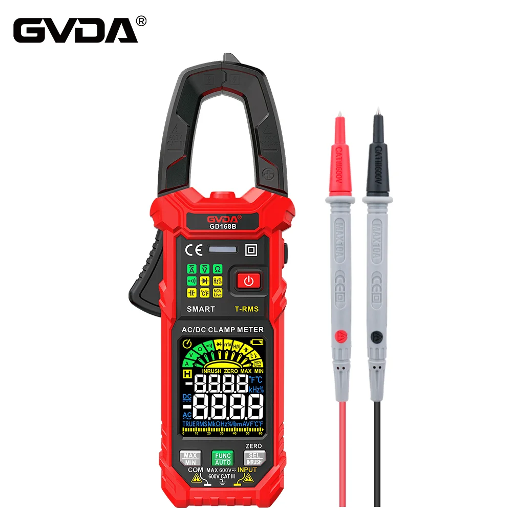 Imagem -02 - Gvda-profissional Digital Clamp Meter ac dc Tensão 6000 Contagens True Rms Multímetro Capacitância Ohm hz Amp Tester