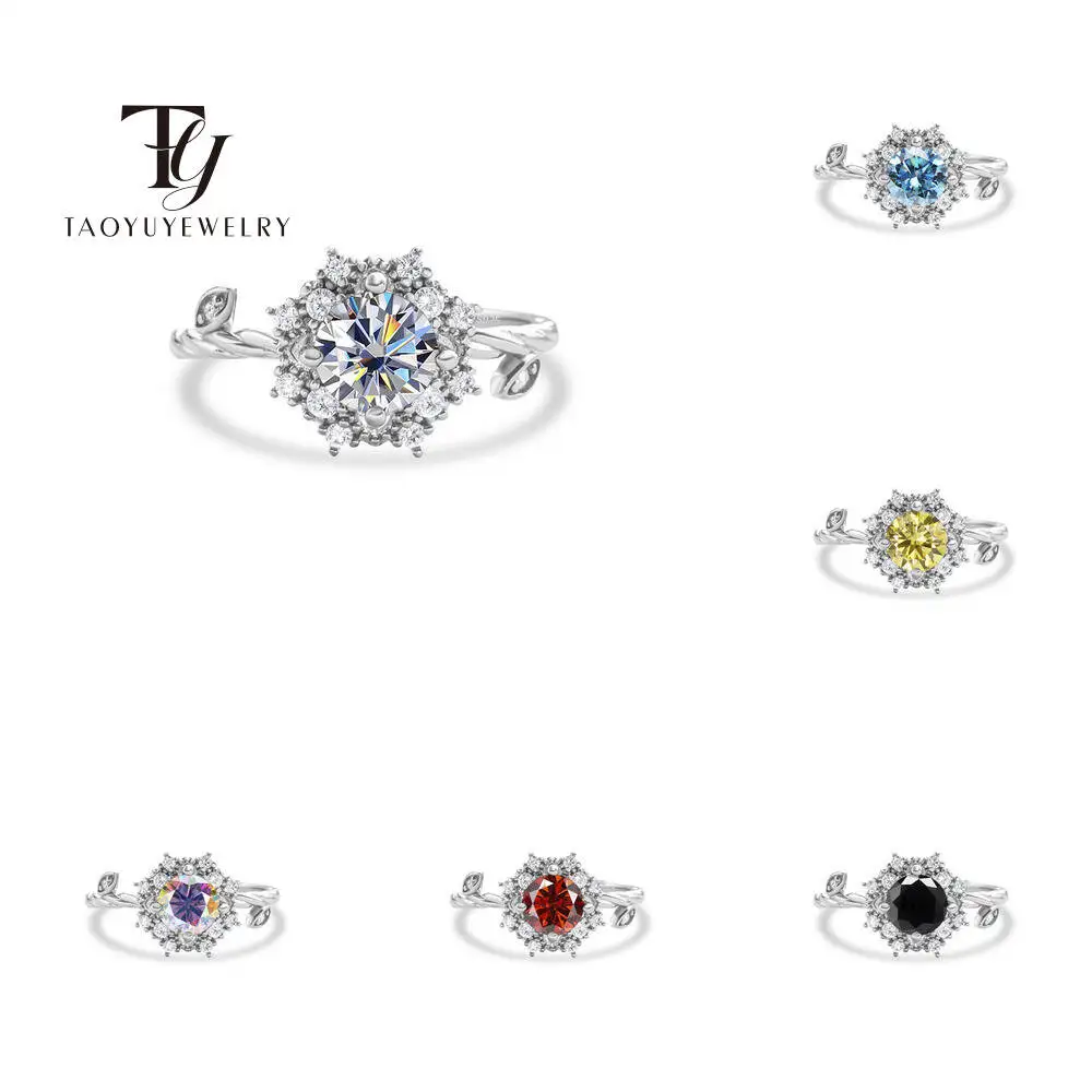 

1 Carat Rainbow Color Moissanite Ring Certificate Original Sterling Silver 925 Jewelry Finger Ring Women Wedding Bands