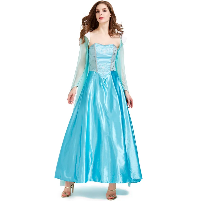 loween Queen of Snows Princ Dr Robe Cosplay Elsa Long Skirt Women's Costume Traditional Hanfu Stage Performance Clot...