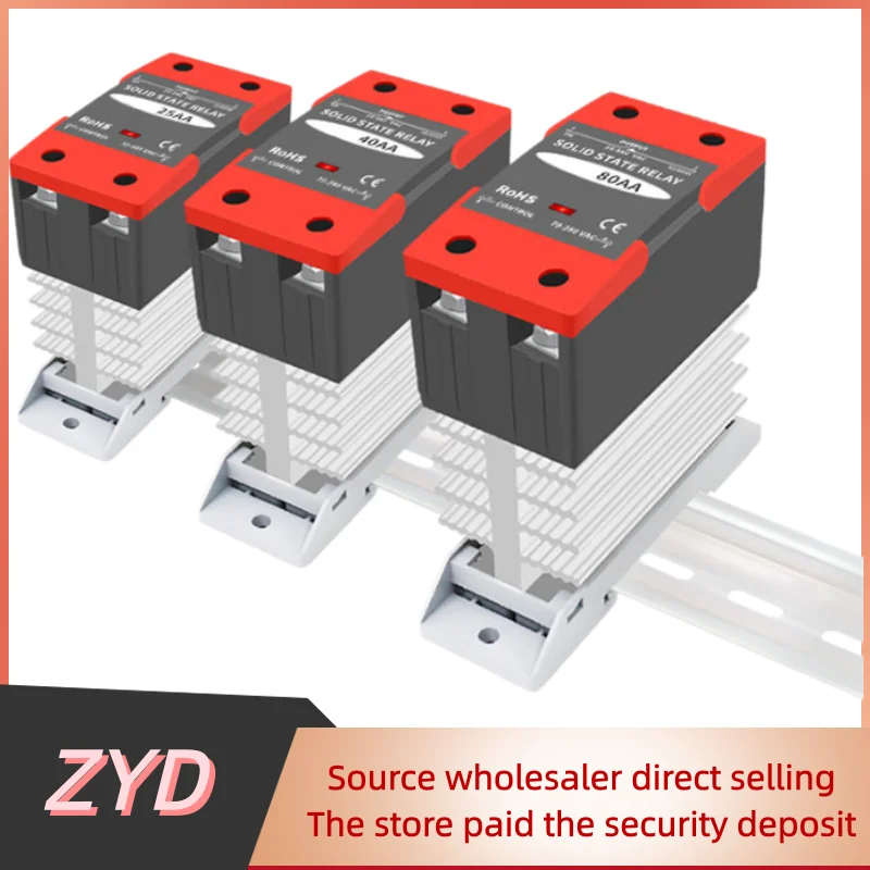 ZYD Solid State Relay Din Rail with Radiator SSR 25DA 40DA 60DA DC Control AC Single Phase SSR DA