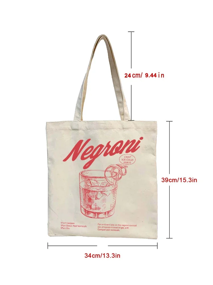 1pc Shopping Bag Carrier Bag Vintage Casual Canvas Shoulder Bag Vintage Negroni Tote Bag Perfect For Outdoors Travel Gift