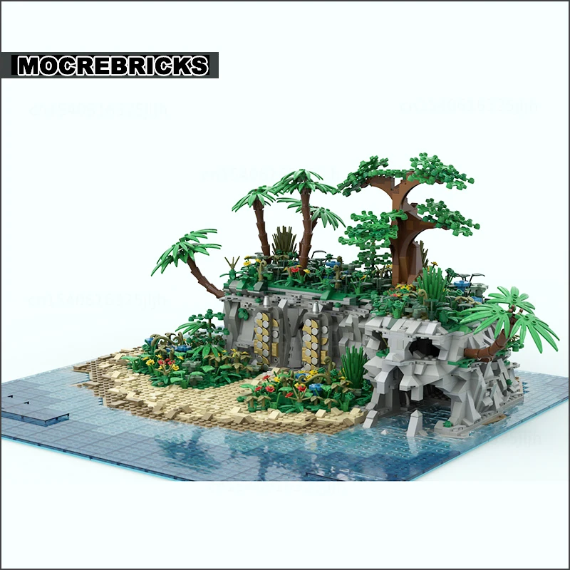 Famous Film The Island MOC Building Blocks Beach Travel Technology Bricks Assembly Model Sets Creative Collection Toys Children