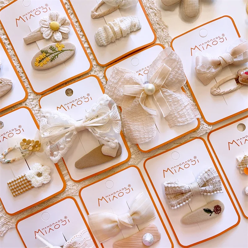 2 teile/satz Mädchen Stoff haarspangen mädchen Baby niedlichen Bogen haarspange Kinder Blumen haarklammer Spitze Stickerei Haarnadeln und Clips Haarschmuck – Detail 4