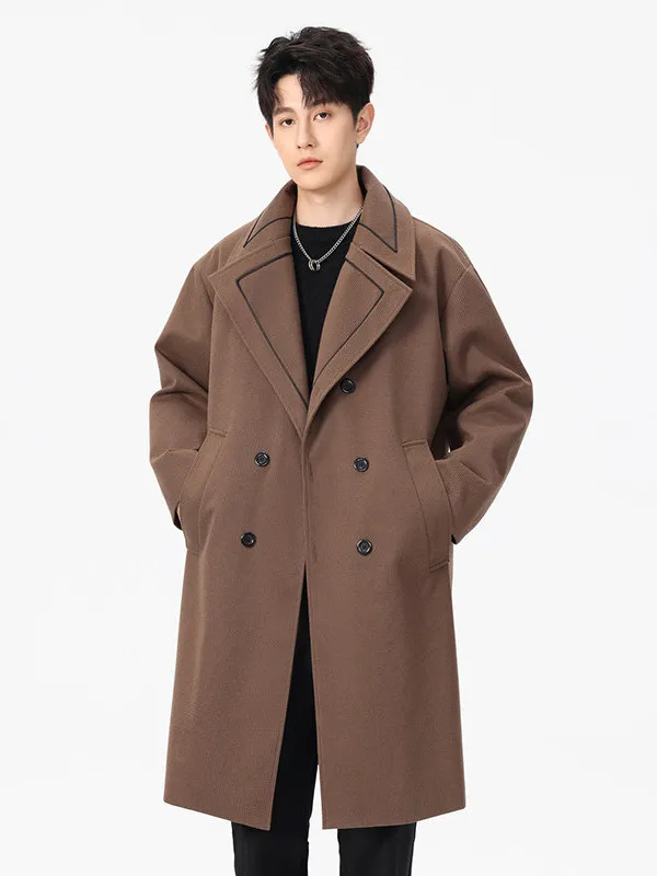 

Мужское шерстяное пальто цвета карамели, осенне-зимнее, утепленное, двубортное, в корейском стиле, с эффектом высококачественной ткани, средней длины, верхняя одежда