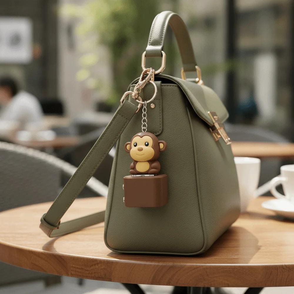 Flash Effects Monkey Button Keychain with LED Sensory Design Pigeon Voice Key Ring Colorful Lights Fidget Lamb Sounds Pendant