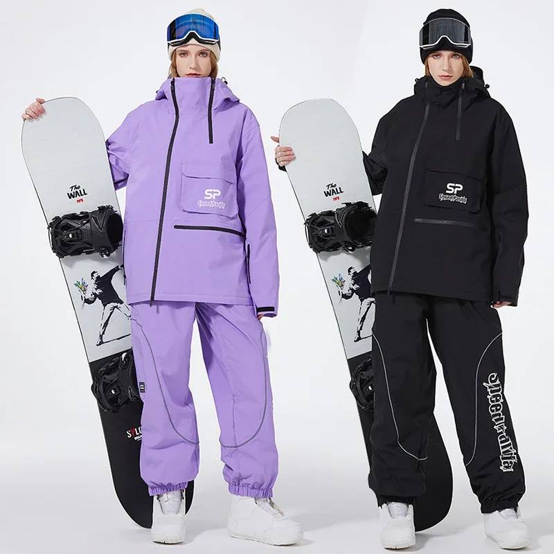 Conjuntos de esqui impermeáveis para homens e mulheres, agasalho snowboard, ternos de neve à prova de vento, jaqueta e calças, esporte ao ar livre,