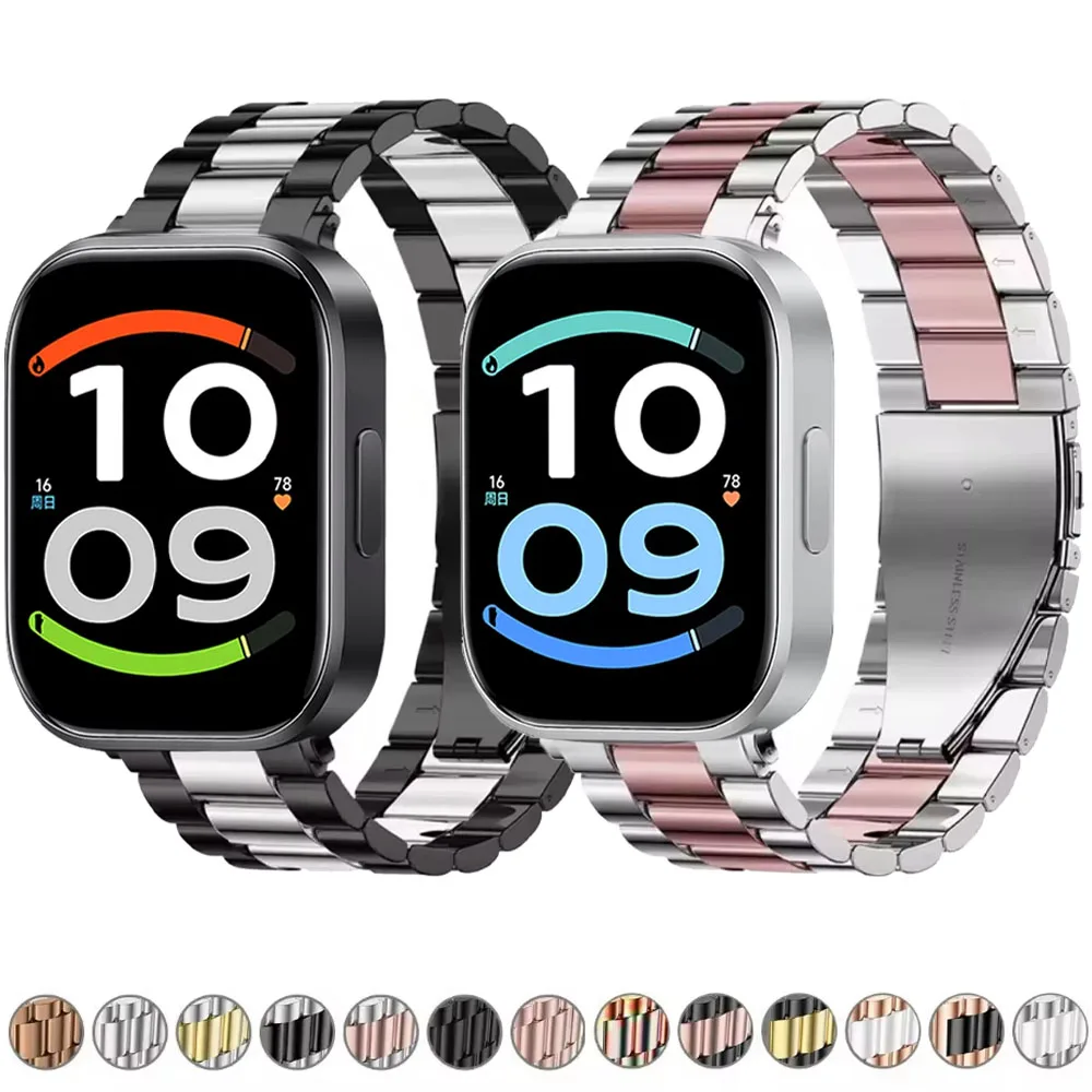 Bracelet en acier inoxydable pour Redmi Watch 6 Lite/6 Active, bracelet métallique pour Redmi Watch 6, 5, 4/Xiaomi Band 10, 9, 8 Pro.