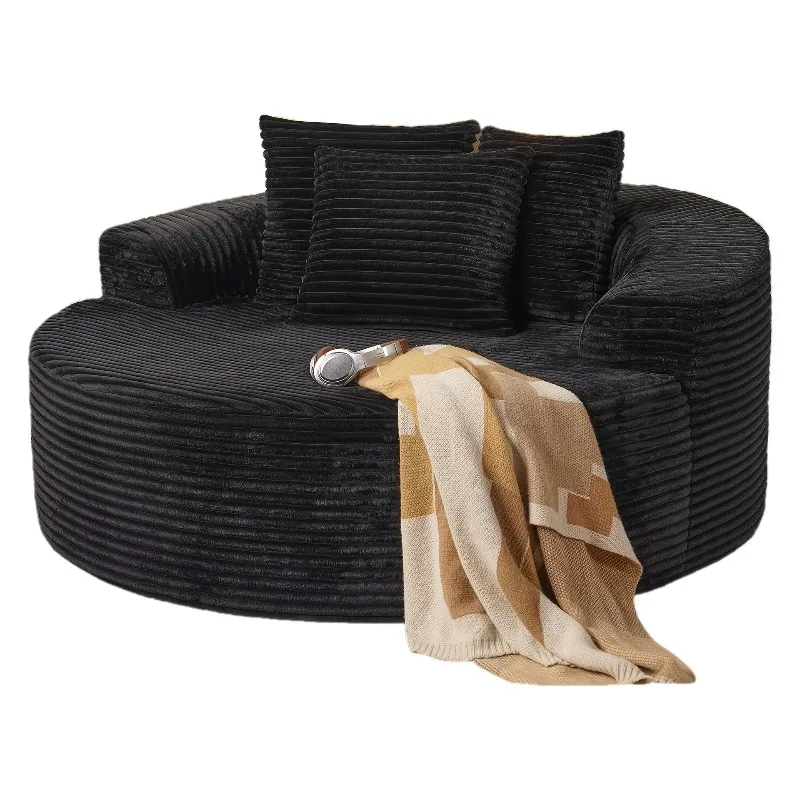 Sofa O-shaped luxury combination skeleton recliner, oversized round suede corduroy fabric
