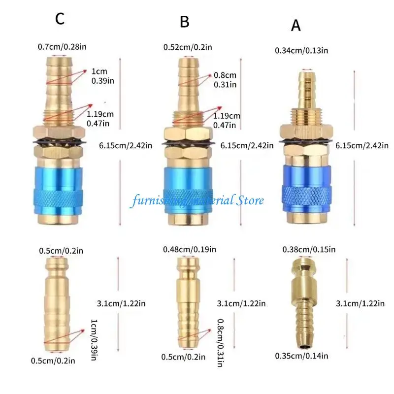 Y5GD Industrial M 8 Brass Couplers For Welder Torches Cooling Lines 2 Unit Fast Installation Quickly Connectors