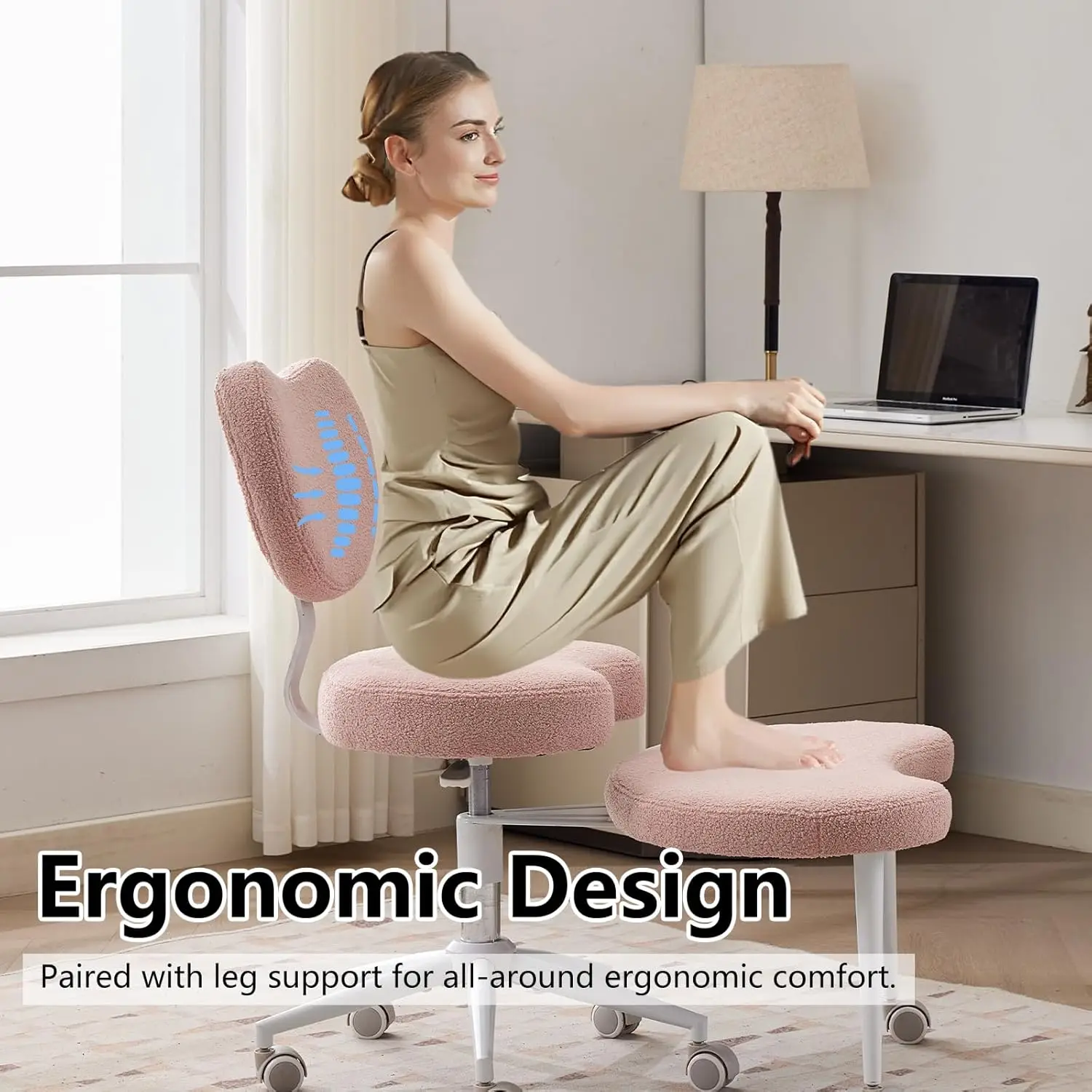 Cross Legged Office Chair With Wheels–360°Swivel Meditation Chair, Adjustable Height Yoga Office Chair For Adults,, Customized