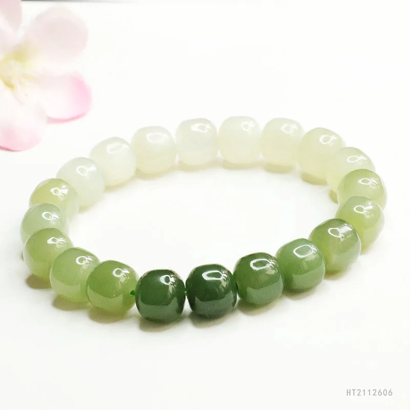 

Natural HeTian Jade Bead Bracelet Jasper Gradient Stones Fresh Look Ladies Jewelry