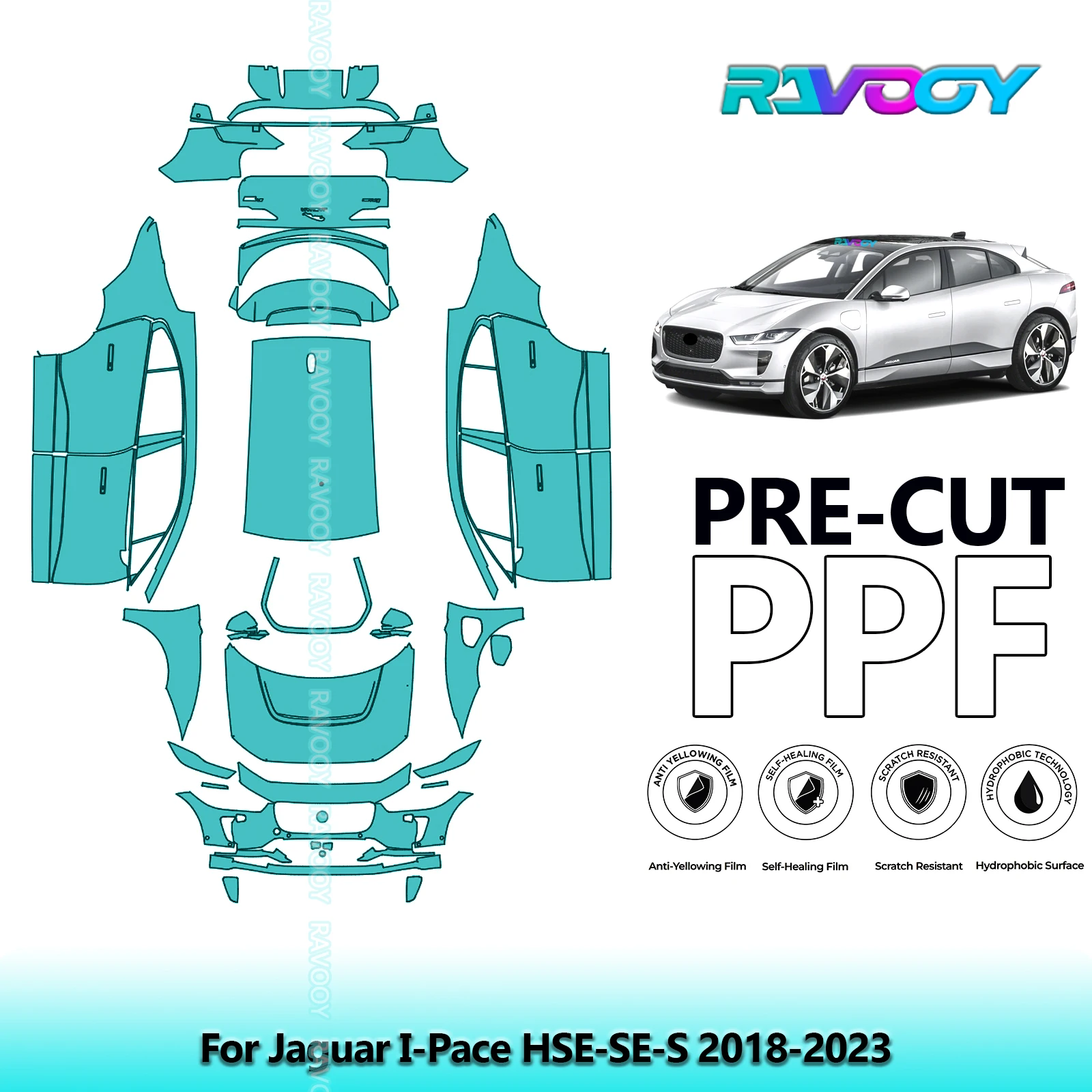 

8.5Mil Precut PPF Paint Protection Film Full Vehicle For Jaguar I-Pace HSE-SE-S 2018-2023
