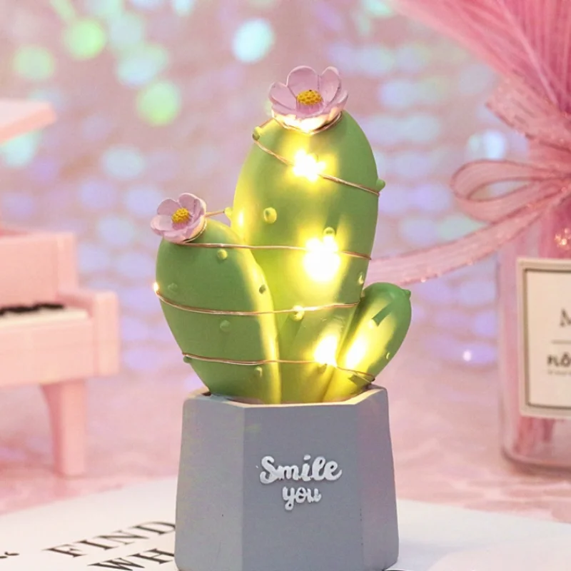 Cactus LED Lights Table Lamp Dream Star Lamps Small Night Light Bedroom Decor Lovely Gift for Girls Boys Birthday Christmas