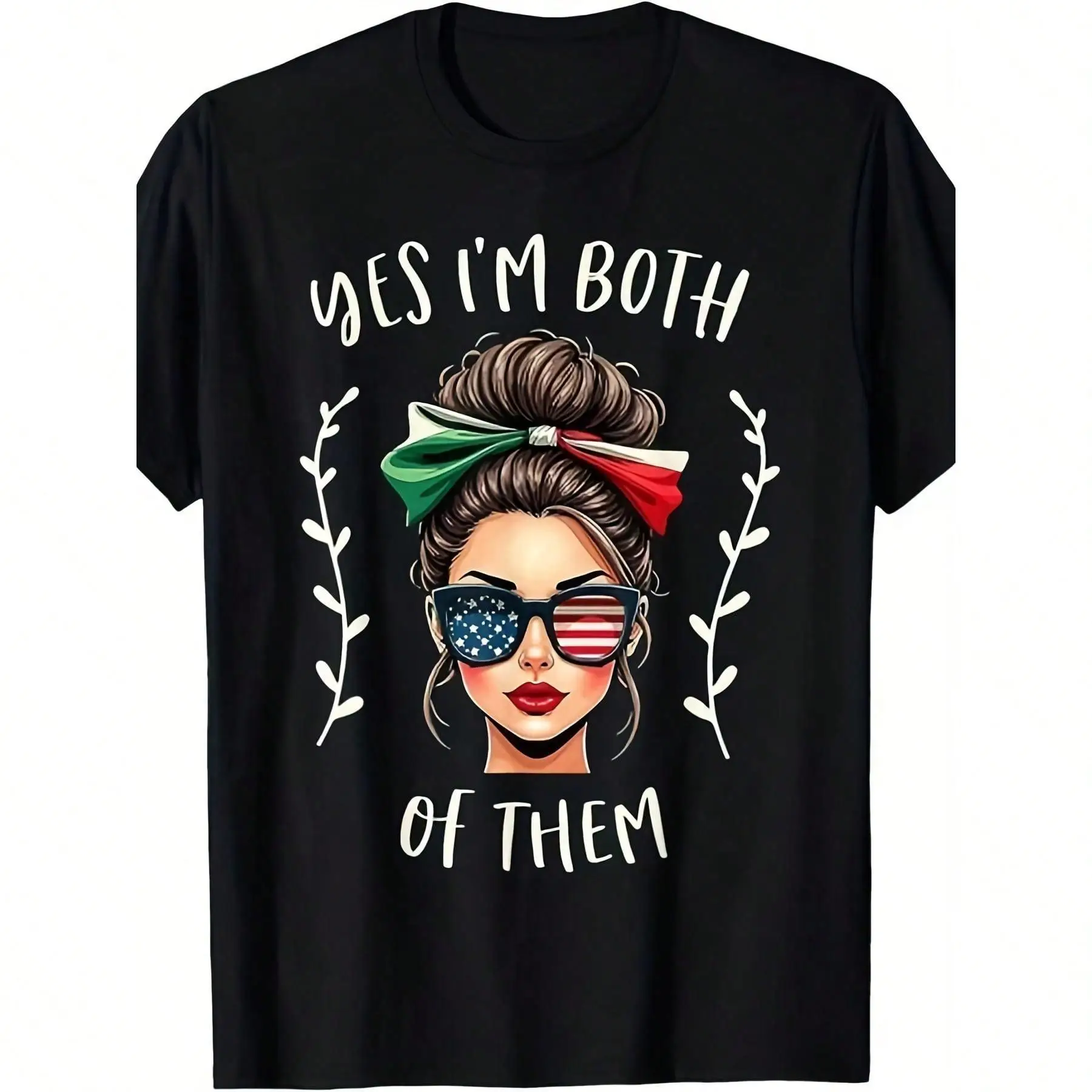 Half Mexican American Yes I'm Both Of Them Mexico USA Flag T-Shirt, Hoodie, SwtSame Style For Men And Women Summer Short-Sleeved Printed T-Shirt Pure Cotton 180G, Heritage Fashion, Statement Tee, Retro Design, Unisex Fashion, Lightweight Fabric