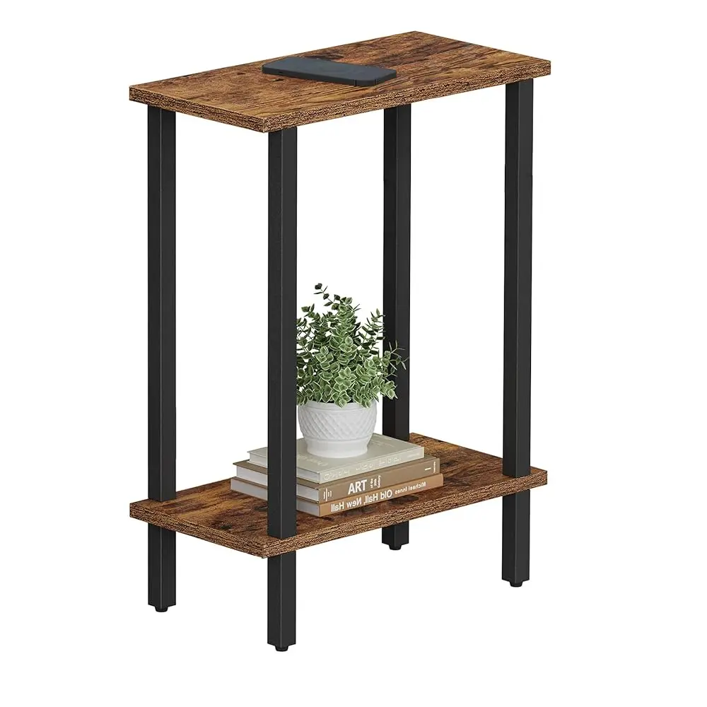 

Small Side Table, Narrow End Table, Skinny Sofa Table, Slim Nightstand, Couch Table, Living Room, Bed Room, Brown Tb01Bb062